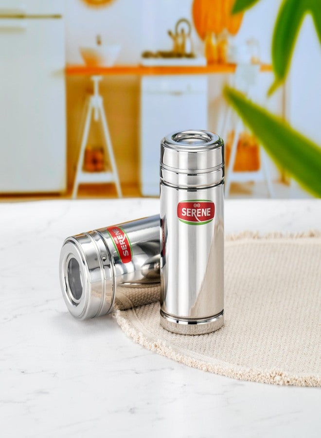 Serene 9103 Stainless Steel Top See-Through Transparent Container | Transparent Lid | Airtight Steel Containers | Multipurpose Kitchen Storage for Spices, Snacks & More | 550 ML Each | 2 Pcs - Image 2